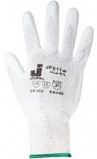 Защитные перчатки из полиэстеровой пряжи c полиуретановым покрытием, цвет белый, размер L (уп.12пар)