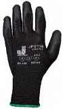 Защитные перчатки из полиэстеровой пряжи c полиуретановым покрытием, цвет черный, размер L (уп12пар)